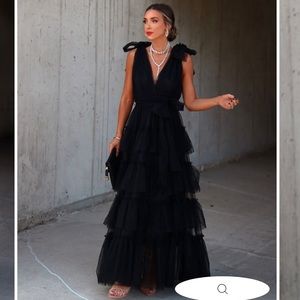 Belle Tiered Tulle Maxi Dress - Black